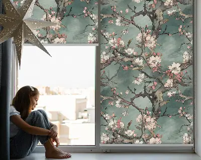 Estores de rolo interiores para janela Flores na árvore