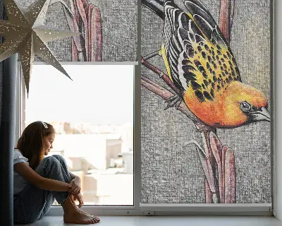 Estores de rolo interiores para janela Um pássaro num galho