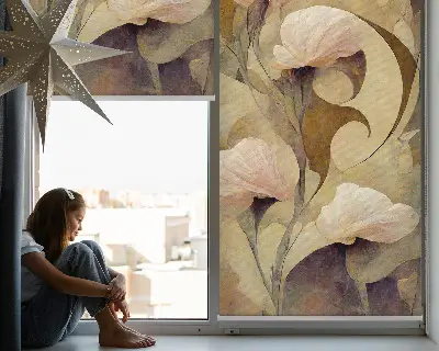 Estores de rolo interiores para janela Flores cor-de-rosa