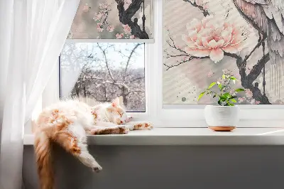 Estores de rolo interiores Garça em meio às flores
