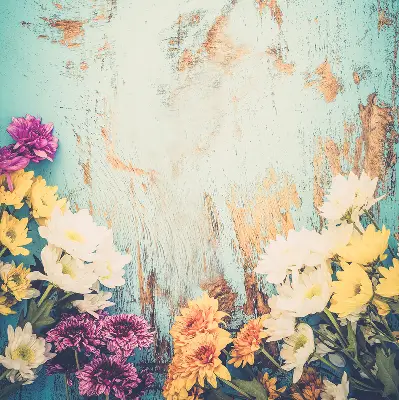 Estores de rolo para porta de varanda Flores em um fundo azul