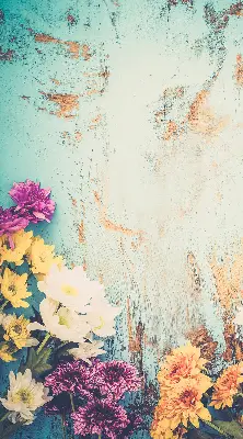 Estores de rolo para porta de varanda Flores em um fundo azul