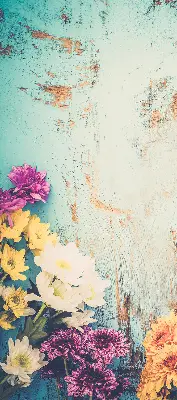 Estores de rolo para porta de varanda Flores em um fundo azul