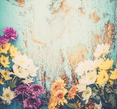 Estores de rolo para porta de varanda Flores em um fundo azul