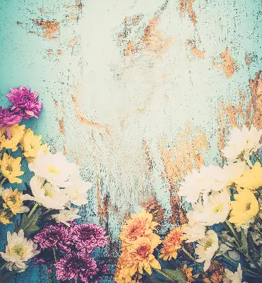Estores de rolo para porta de varanda Flores em um fundo azul