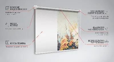 Estores de rolo para porta de varanda Flores em um fundo azul