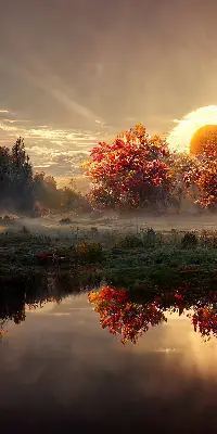 Estores de rolo interiores para janela Pôr do sol atrás das árvores