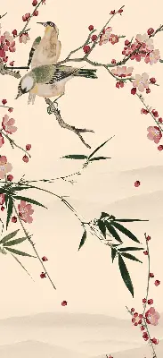 Estores de rolo para janela Flor de Cerejeira e Pássaro