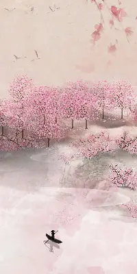 Estores de rolo interiores para janela Jardim das Cerejeiras em Flor