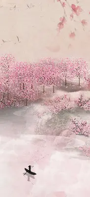 Estores de rolo interiores para janela Jardim das Cerejeiras em Flor