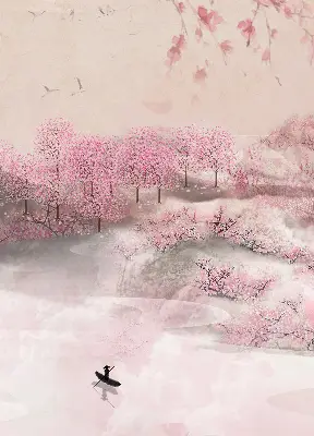 Estores de rolo interiores para janela Jardim das Cerejeiras em Flor