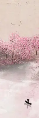 Estores de rolo interiores para janela Jardim das Cerejeiras em Flor