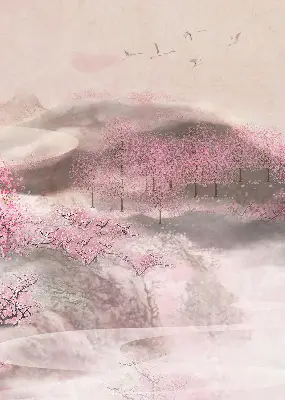 Estores de rolo interiores para janela Jardim das Cerejeiras em Flor