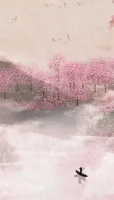 Estores de rolo interiores para janela Jardim das Cerejeiras em Flor