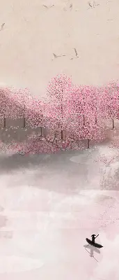 Estores de rolo interiores para janela Jardim das Cerejeiras em Flor