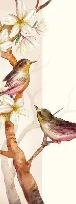 Estores de rolo para janela Pássaros em uma árvore com flores