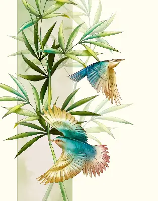 Estores de rolo interiores para janela Pássaros nas folhas