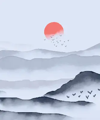 Estores de rolo em tecido Montanhas na neblina