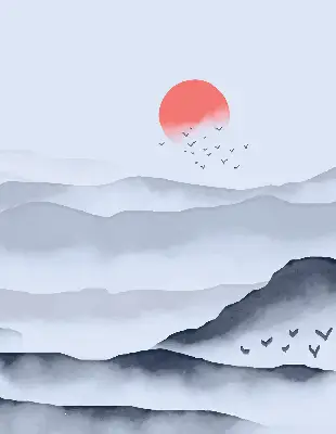 Estores de rolo em tecido Montanhas na neblina