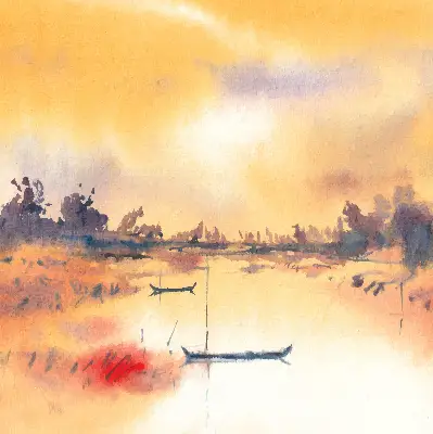 Estores de rolo interiores Pôr do sol sobre o lago