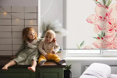 Estores de rolo interiores para janela Flor rosa