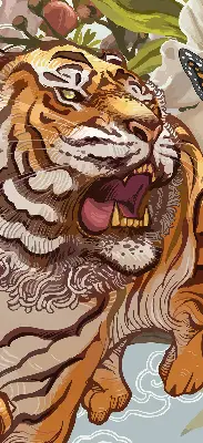 Estores de rolo interiores para janela Tigre em flores