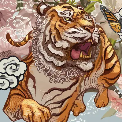 Estores de rolo interiores para janela Tigre em flores