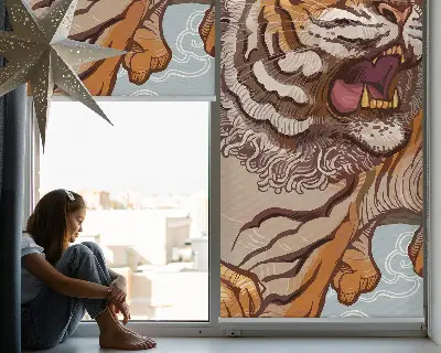 Estores de rolo interiores para janela Tigre em flores