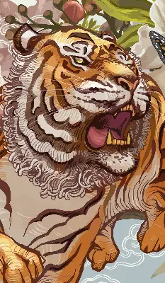 Estores de rolo interiores para janela Tigre em flores