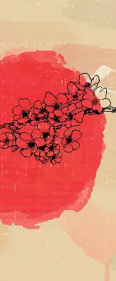 Estores de rolo em tecido Flores em um círculo vermelho