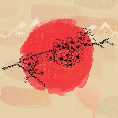 Estores de rolo em tecido Flores em um círculo vermelho