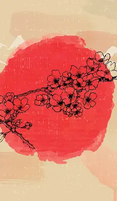 Estores de rolo em tecido Flores em um círculo vermelho