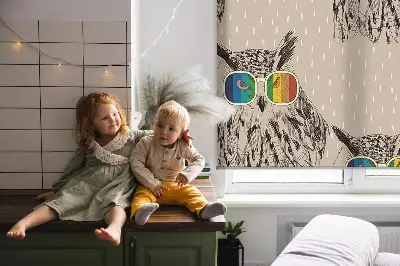 Estores de rolo blackout para porta de varanda Corujas com óculos coloridos