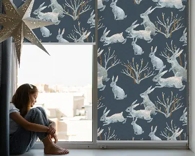 Estores de rolo interiores blackout para janela Coelhos e gravetos