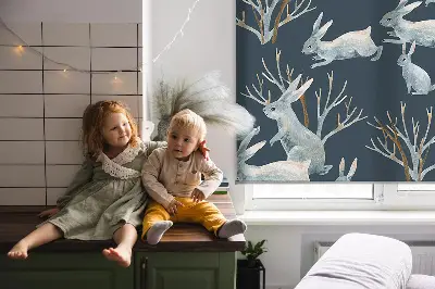 Estores de rolo interiores blackout para janela Coelhos e gravetos