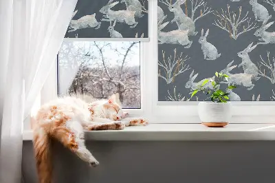 Estores de rolo interiores blackout para janela Coelhos e gravetos