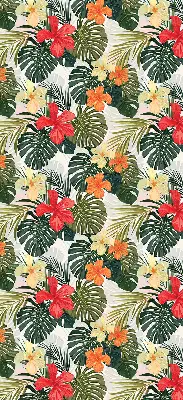 Estores de rolo blackout para porta de varanda Flores e folhas tropicais