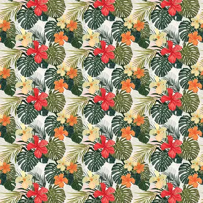 Estores de rolo blackout para porta de varanda Flores e folhas tropicais