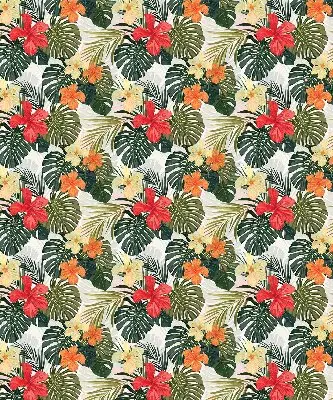 Estores de rolo blackout para porta de varanda Flores e folhas tropicais