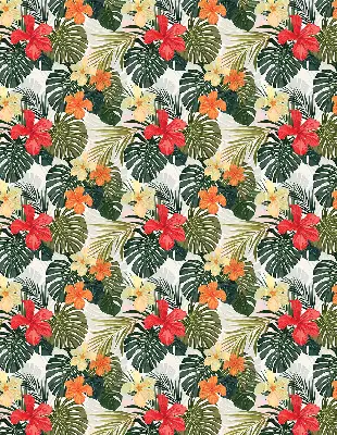 Estores de rolo blackout para porta de varanda Flores e folhas tropicais