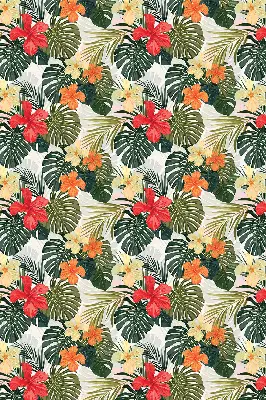 Estores de rolo blackout para porta de varanda Flores e folhas tropicais