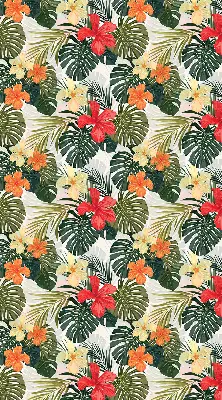 Estores de rolo blackout para porta de varanda Flores e folhas tropicais