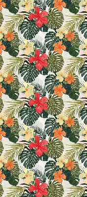 Estores de rolo blackout para porta de varanda Flores e folhas tropicais