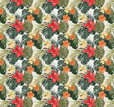 Estores de rolo blackout para porta de varanda Flores e folhas tropicais