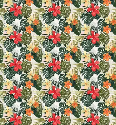 Estores de rolo blackout para porta de varanda Flores e folhas tropicais