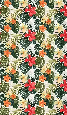 Estores de rolo blackout para porta de varanda Flores e folhas tropicais