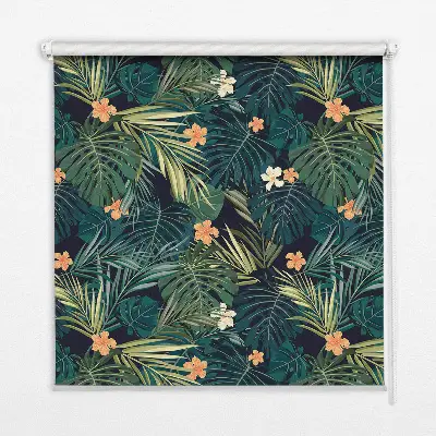 Estores de rolo interiores blackout para janela Folhas e flores tropicais