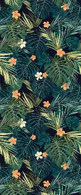 Estores de rolo interiores blackout para janela Folhas e flores tropicais