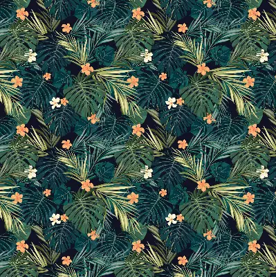 Estores de rolo interiores blackout para janela Folhas e flores tropicais