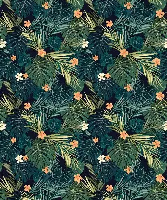 Estores de rolo interiores blackout para janela Folhas e flores tropicais